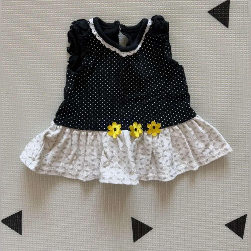 Baby starters|Baby girl polka dot sunflower tunic dress,size 6 months••••boho